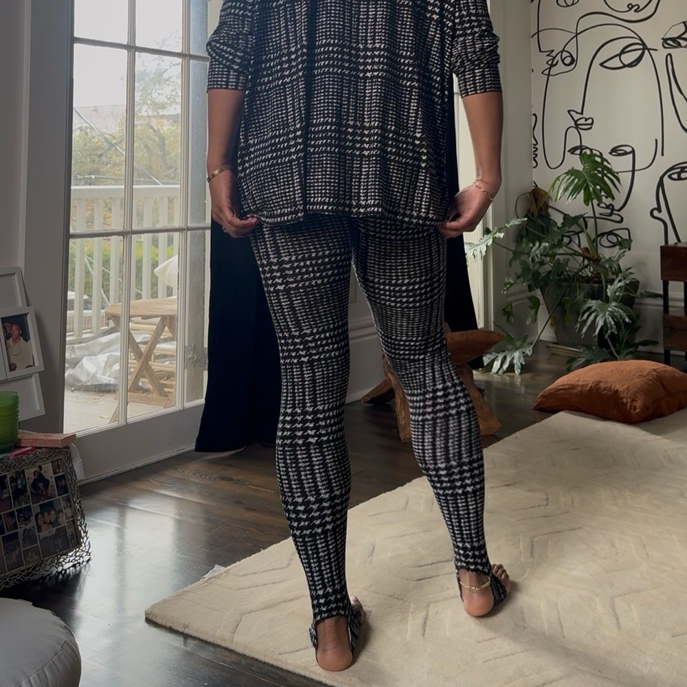 Norma Kamali Black and White Plaid Pants
